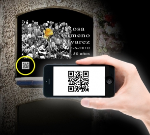 With your phone or tablet focus towards the QR code of the headstone ...|... a collection of photos and videos of your be loved will appear, keeping your memory alive.||||